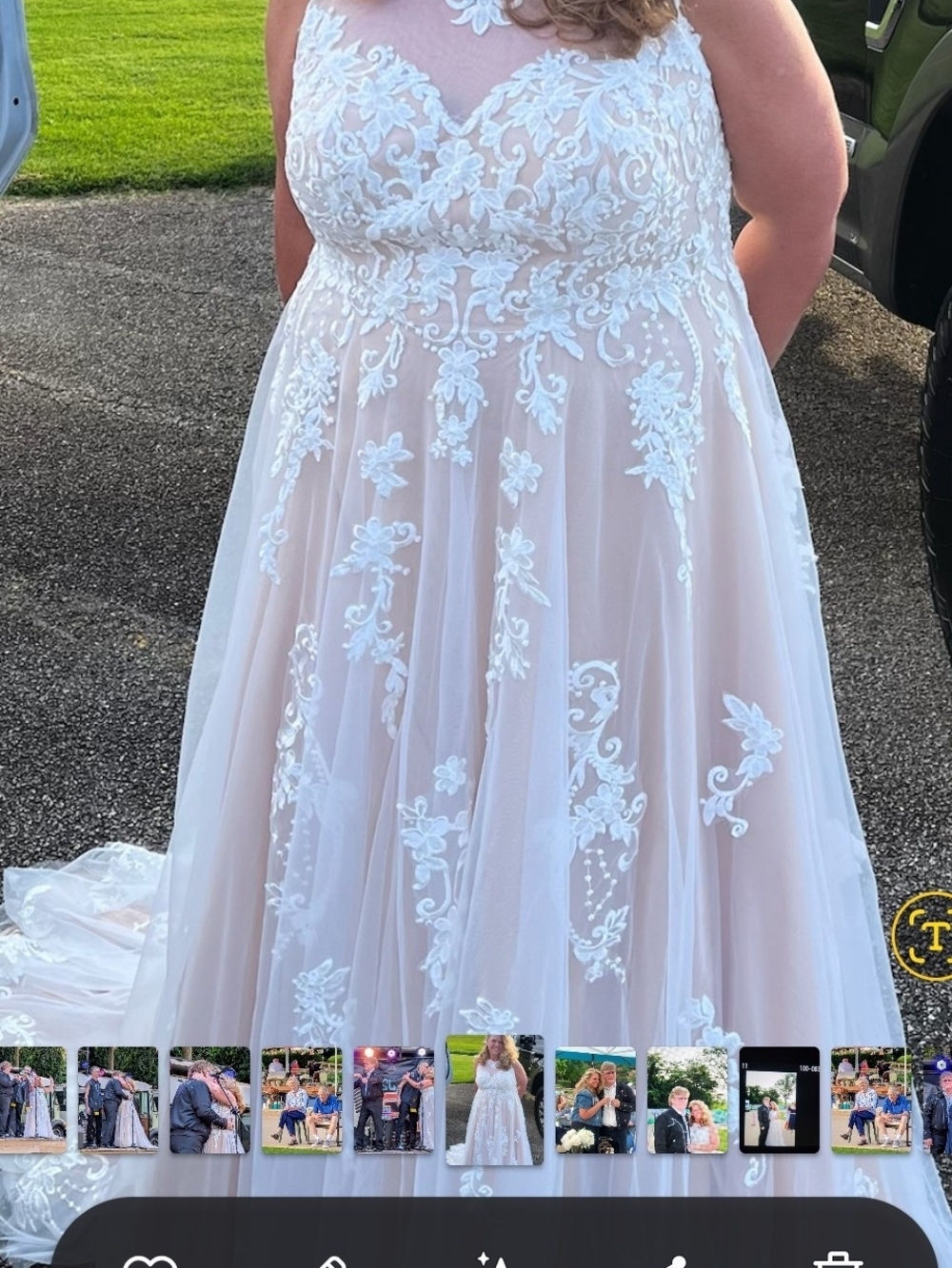 Azazie Ivory Lace A-Line Wedding Dress